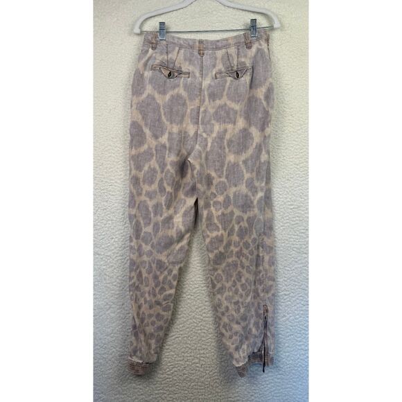 Anthropologie Womens Tamarind Giraffe Print Linen Lyocell Pleated Joggers Size 4 - Picture 2 of 8